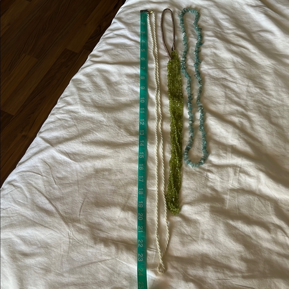 White, Green, and Blue Necklaces